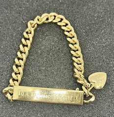 Vintage Speidel ID Bracelet Heart Charm Engraved “To A Terrific Teacher” 6.75″