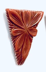 Vintage Pair Of Art Deco Carved Flower Brown Bakelite Dress Clip Tested Estate