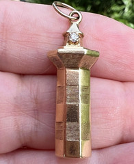 VINTAGE 14K GOLD DIAMOND LIGHTHOUSE CHARM PENDANT SOLID CUSTOM MADE NAUTICAL