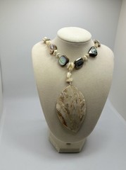 Vintage Shell Like Beaded Necklace 21in Costume Jewelry Beach Style Summer