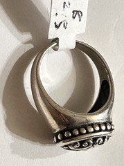 Sterling Silver 925 Statement Scroll Signet Ring Artistic Filigree Openwork, S 8