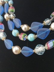 W.GERMANY goldtone IRIS GLASS multicolor beads pearls necklace earrings set
