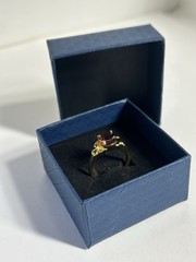 Vintage Red Cubic Zirconia Ring Gold Plated Womens Size 6.5