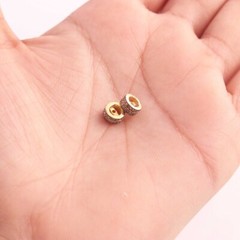 1 pc Pave Diamond Two,Rose gold vermeil Two Step Diamond Wheel Rondelles ,