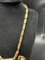 Vintage 1960s Pierre Cardin Space Age Modernist Gold Tone Statement Art Necklace
