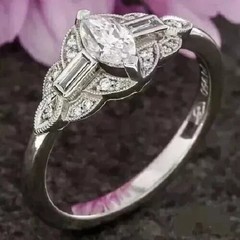 3.25Ct Art Deco Style Lab-Created Diamond Engagement 14K White Gold Finish Ring