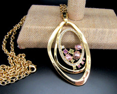RJ GRAZIANO GOLD TONE CRYSTAL PENDANT STATEMENT LONG NECKLACE NIB