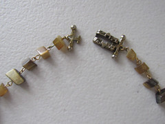 Vintage 1960’s Retro Flat Bone or Horn Disc Beaded Necklace 31″