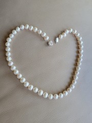 VINTAGE CULTURED 9-10 mm PEARL NECKLACE W/ 14K SOLID WHITE GOLD CLASP 18 inch