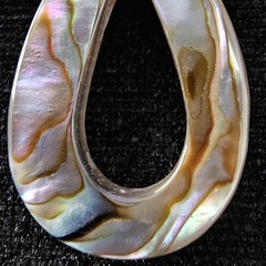 Vtg Lot Iridescent Abalone Shell Pendant & 2 Pierced Earrings Boho Beach Coastal