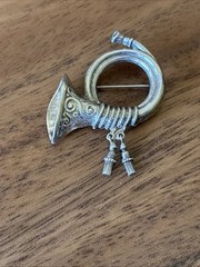 LANG VINTAGE STERLING SILVER French Horn Tuba Brooch