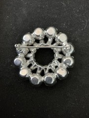 Vintage Weiss Clear Rhinestone Round Brooch Chunky Stunning Pin Silver Tone