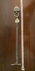 Vintage Juicy Couture, Pavé Heart Charm, Silver Tone, Toggle Bracelet