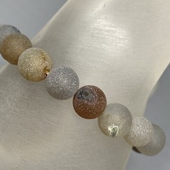 Stone Bracelet Women Neutral Gray Brown Matte Gemstone Beads Stretch Energy 6.5″