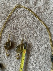 Polished gemstones necklace-earring set vintage