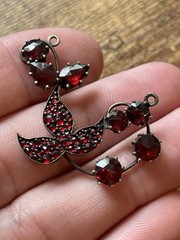 Antique Victorian Bohemian Rose Cut Garnet Pendant 1.5 Inches! Beautiful!