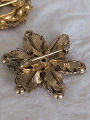 Mixed Lot of 7 Vintage Colorful Rhinestones Floral/Leaf Brooches