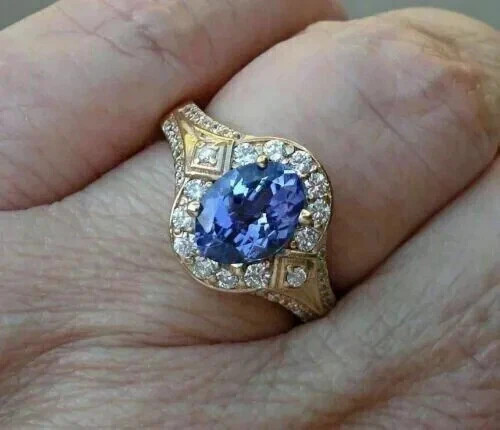 3Ct Art Deco Oval Cut Sapphire & Lab Created Diamond 925 Silver Engagement Ring