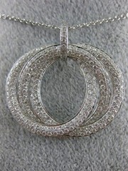 ESTATE LARGE 2.46CT DIAMOND 18KT WHITE GOLD 3D INTERTWINING MULTI CIRCLE PENDANT
