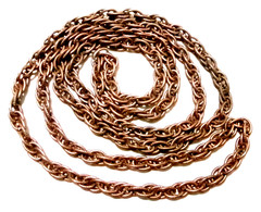 vtg Copper Plate Continuous Chain Textured Necklace 28in