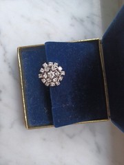 Funky 1950s Midcentury 14K White Gold Diamond Cluster Vintage Dome Cocktail Ring