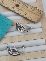 Vintage Elsa Peretti Tiffany & Co Sterling Silver Minimalist Hoop Earrings Rare