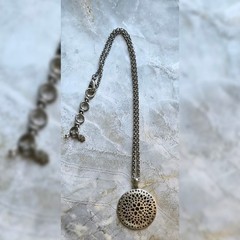 Vintage Y2K Lucky Brand Silver Tone Round Openwork Chunky Pendant Necklace