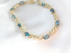 Sterling Silver 925 Natural Heated London Blue Topaz Tennis Bracelet 8″