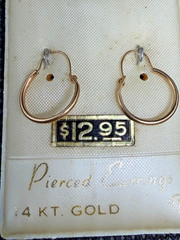 Vintage Stamped Solid 14kt Gold Hoop Earrings 0.43g New Old Stock!