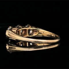 Victorian 1.50 Carat Old European Cut 3 Stone Diamond Half Hoop Band 18K Gold