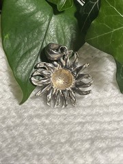 Vintage Silver Toned Dome Sun Pendant