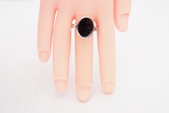 Vintage Sterling Silver 925 Mother Of Pearl Black Onyx Spinner Ring Size 7