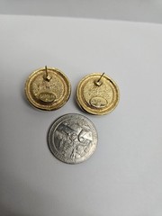 2 Pair VTG Earrings Carol Lee Pierced And Gold-tone Clip On Black Enamel,Faux P.