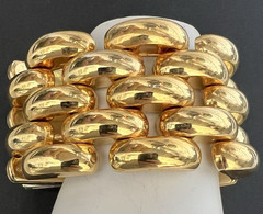 Vtg Italian Bracelet Brev. Pat. gold Plate 1960s Mid Century 8″ (CLASP DAMAGED)