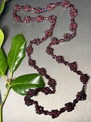 Genuine Almandine Garnet Unusual Cluster Station Bead Necklace Clasp-Free 26″