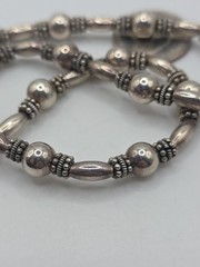 Vintage Sterling Silver 925 Beaded Toggle Necklace 17″ 30g