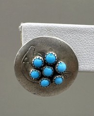 Vintage Sterling Silver 925 Ella Peter Turquoise Stone Stud Earrings (3.51g)