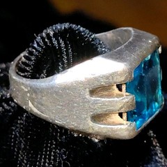 Vintage Southwestern Style Men’s Sterling Ring, Sz 8.75, Blue Stone, 9.5g