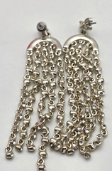 Monet Clear Crystal Waterfall Fringe Earrings Silver Tone 2.5 In Dangle