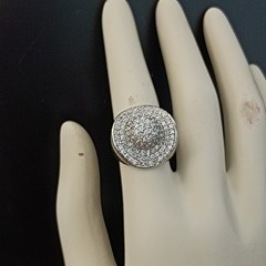 Chunky Statement Ring Sterling Silver Dome Pave CZ Cocktail 9.25 Bold Modernist