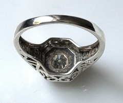 Vintage AVENA S925 Sterling Silver Art Deco Style Moissanite Ring Size 5.5