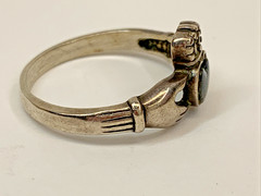 Vintage Wheeler Sterling Silver Abalone Claddagh Hearts in Hands Ring Size 9.75