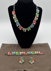 Vintage LISNER Multi Color Multicolor Thermoset Necklace Bracelet Earrings Set