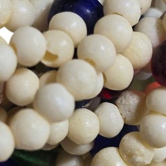 Vintage Multi Strand Beaded Necklace White Green Yellow Red Blue Retro Jewelry