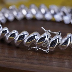 6.5” 10mm, Vintage Italian sterling silver link bracelet, 925 San Marco chain