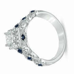 2Ct VVS1 Princess Cut Lab Created Diamond Anniversary 14k White Gold Finish Ring