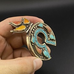 Horseshoe Design Old Ethnic Unique Tibetan Multi Colour Outstanding Nice Pendant