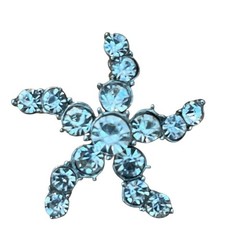 Star Starfish Pierced Earrings Round Faceted Rhinestones Studs Silvertone Beach