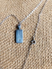 Vintage Mosaic Abalone Inset Rectangular Pendant & 18″Chain Necklace .925 Silver