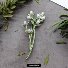Pearls Green Cluster Brooch Stick Pin Flower Women Jewelry Gift New Delicate